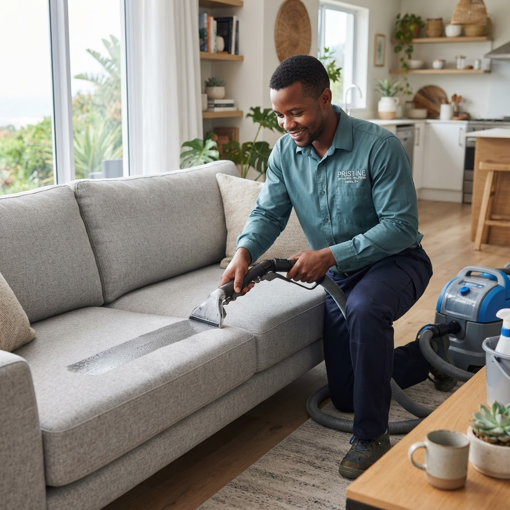 DeepFresh professional extracting dirt from a fabric couch